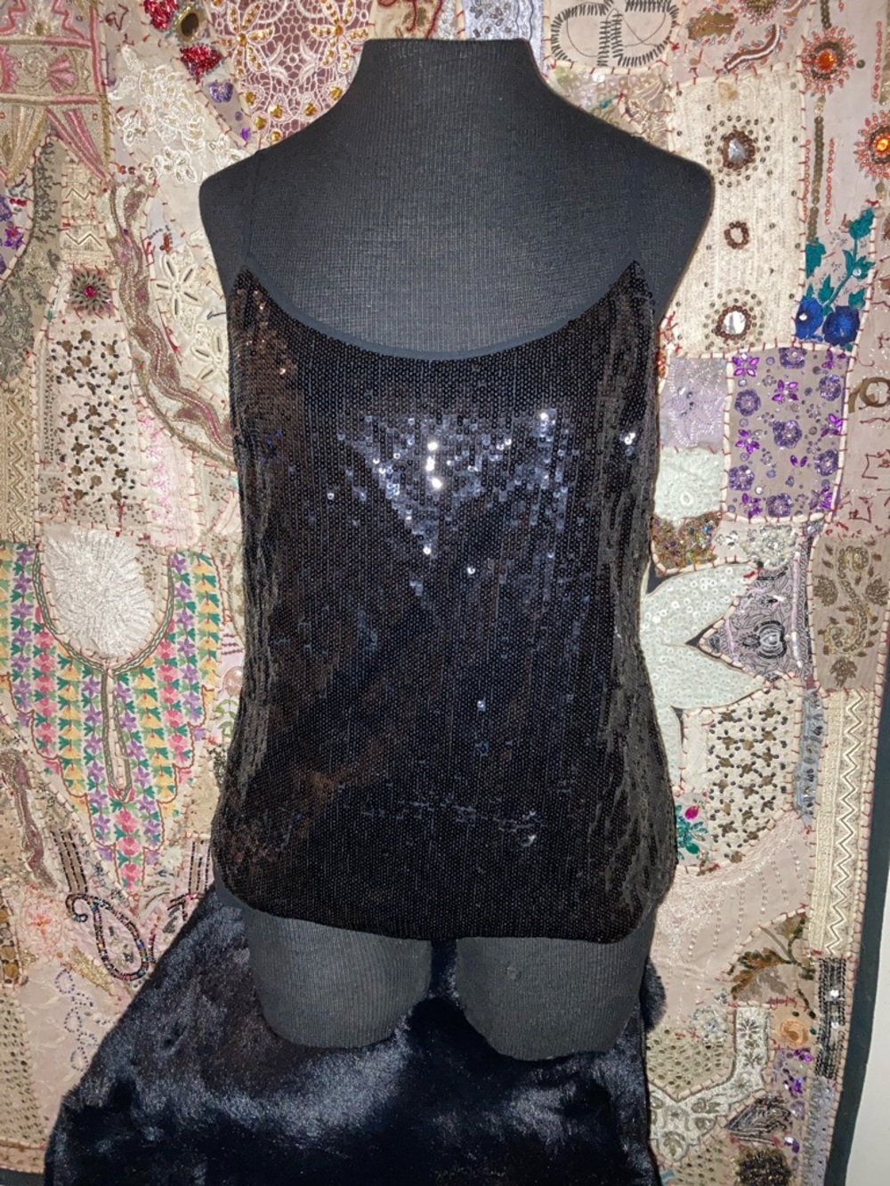 Talbots Black Sequin Camisole Tank